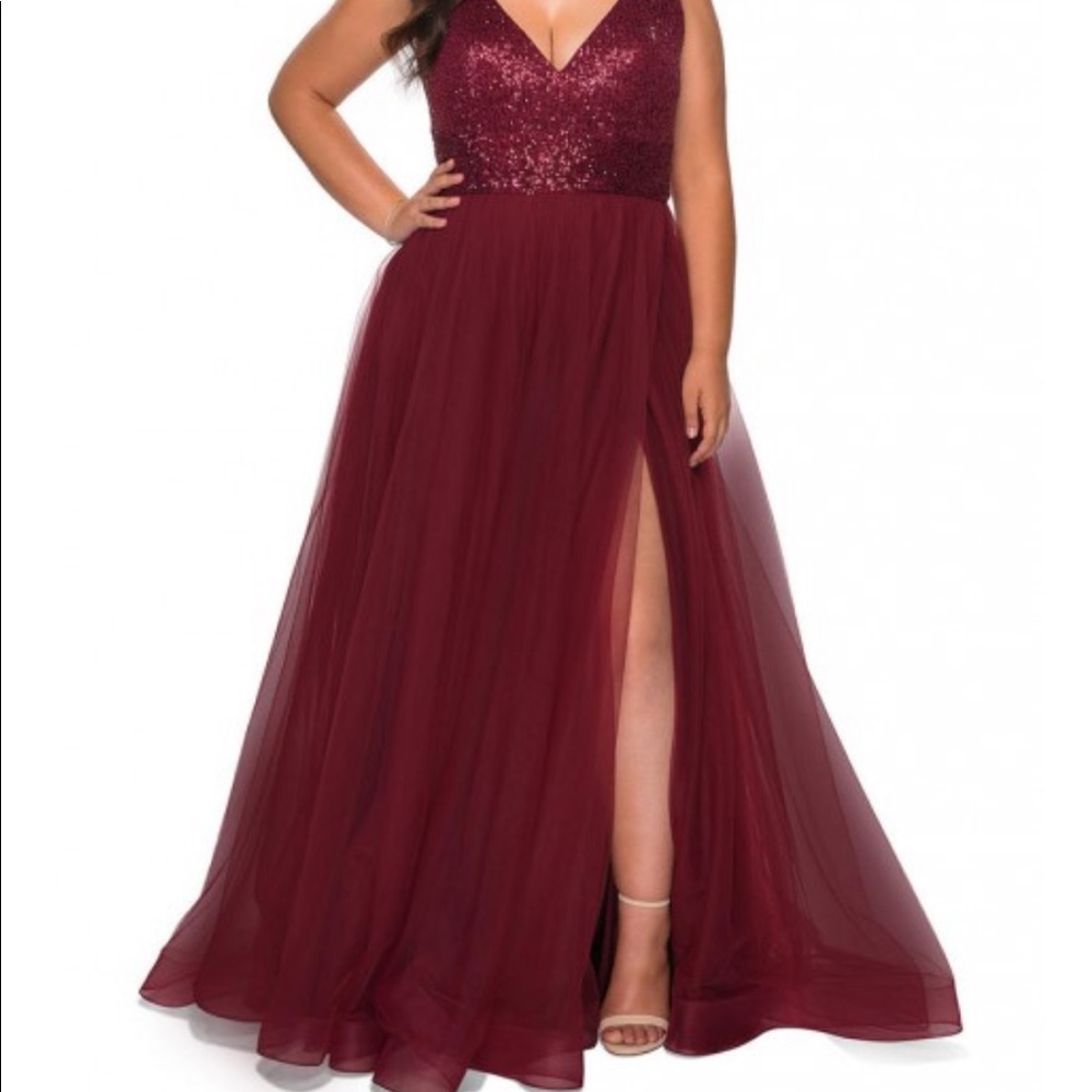 LaFemme Burgundy formal dress